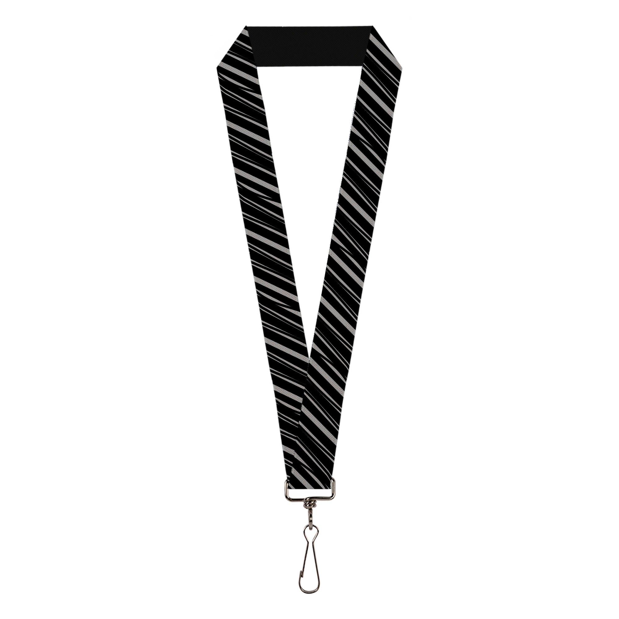 Lanyard - 1.0" - Diagonal Stripes Scribble Gray Black Lanyards Buckle-Down