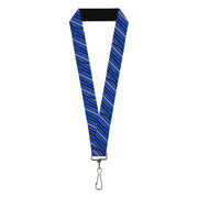 Lanyard - 1.0" - Diagonal Stripes Scribble Gray Blue Lanyards Buckle-Down