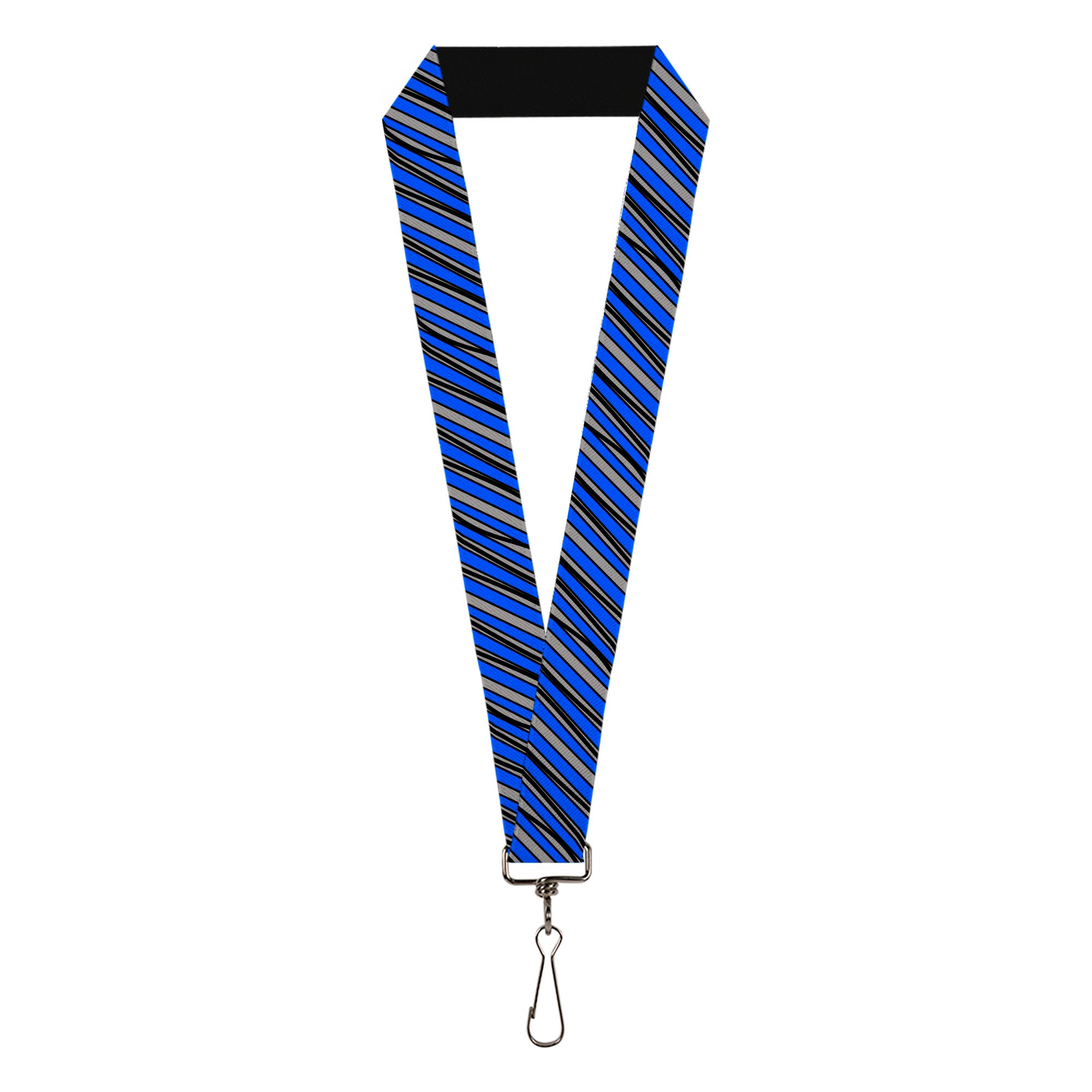 Lanyard - 1.0" - Diagonal Stripes Scribble Gray Blue Lanyards Buckle-Down