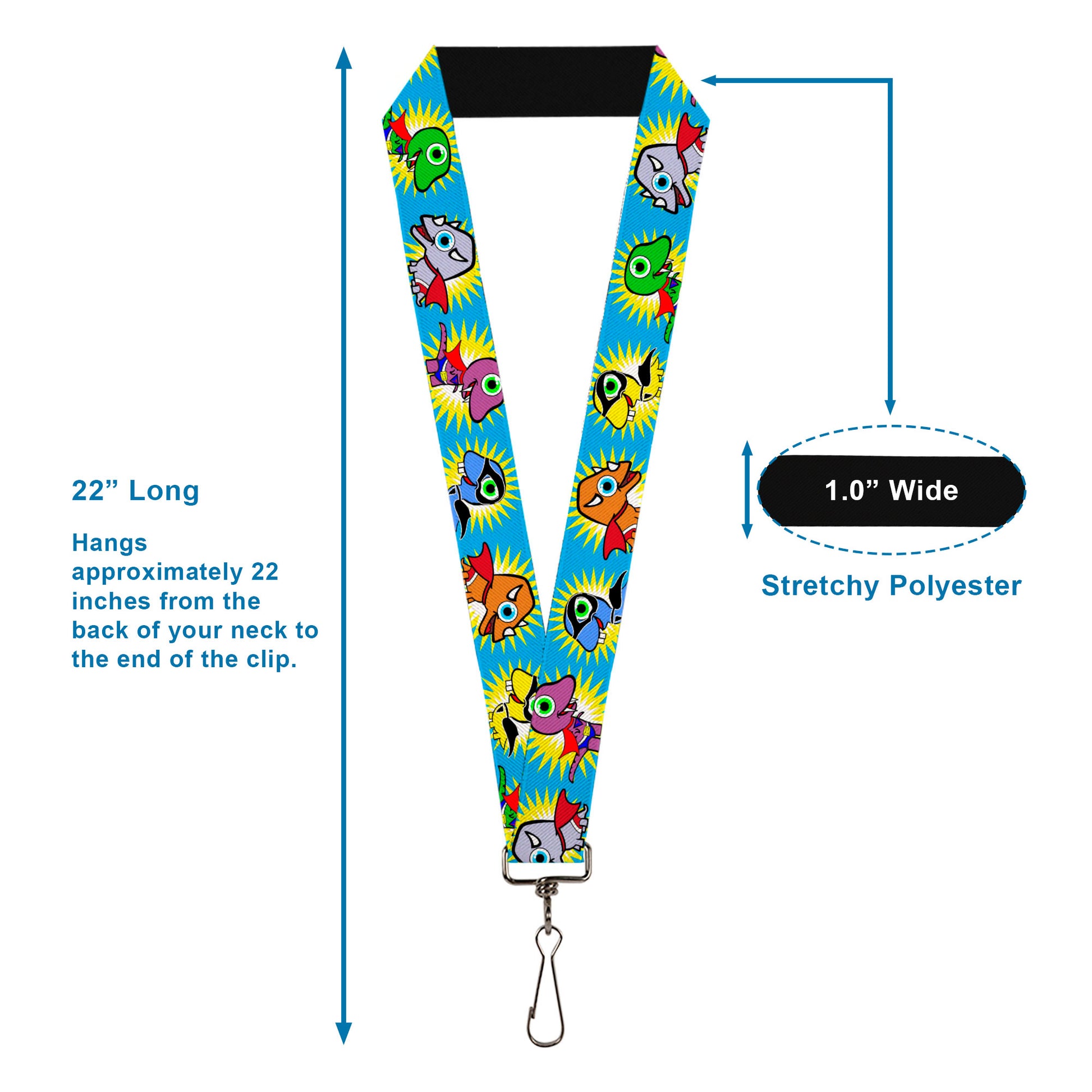 Lanyard - 1.0" - Dinosaur Superhero Baby Blue Lanyards Buckle-Down