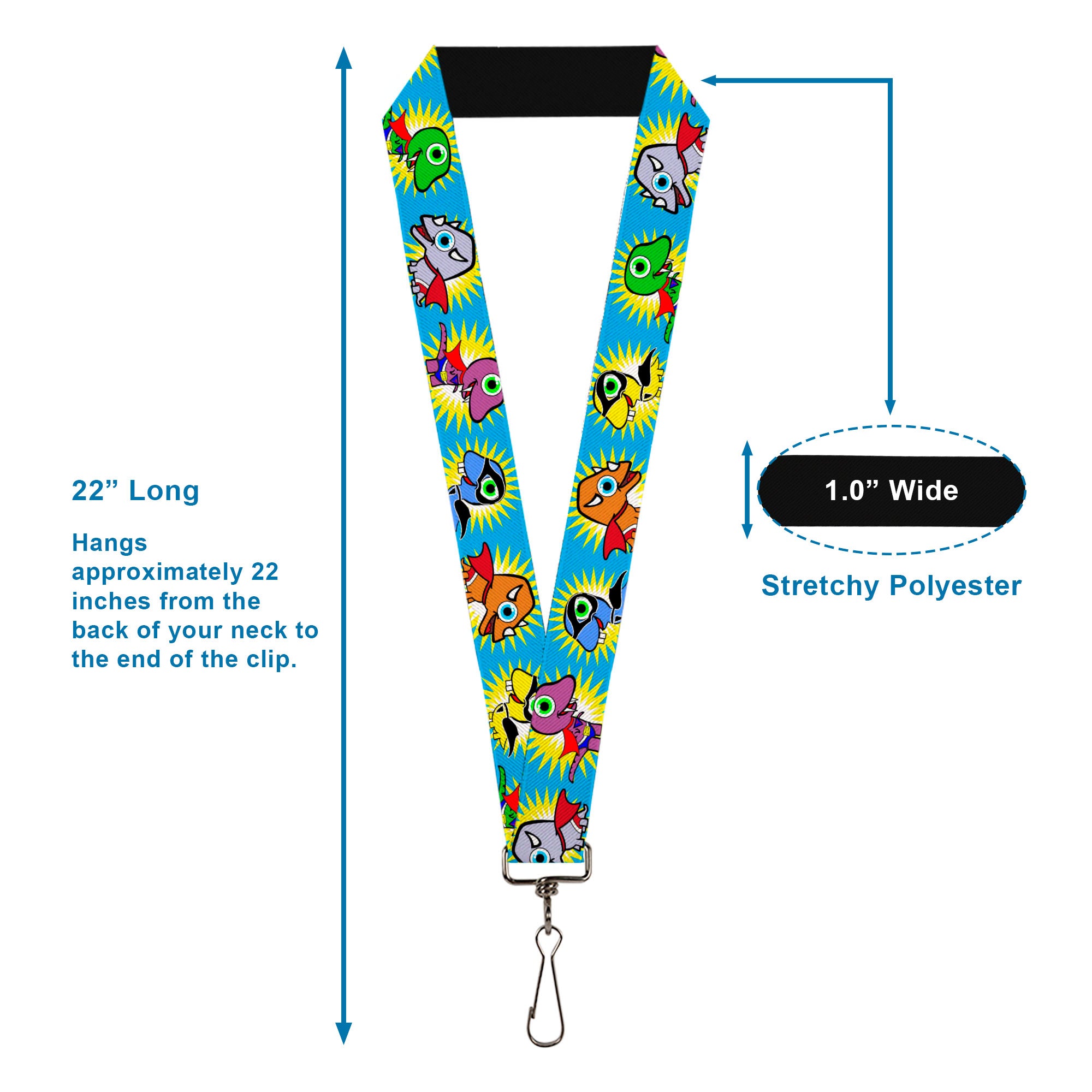 Lanyard - 1.0" - Dinosaur Superhero Baby Blue Lanyards Buckle-Down