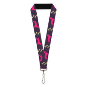 Lanyard - 1.0" - Dachshunds & Bones Purple Fuchsia Green Lanyards Buckle-Down