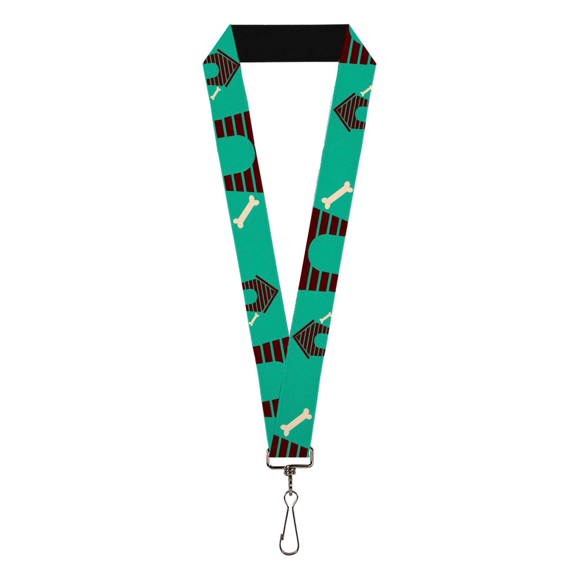 Lanyard - 1.0" - Dog House & Bone Turquoise Brown Lanyards Buckle-Down