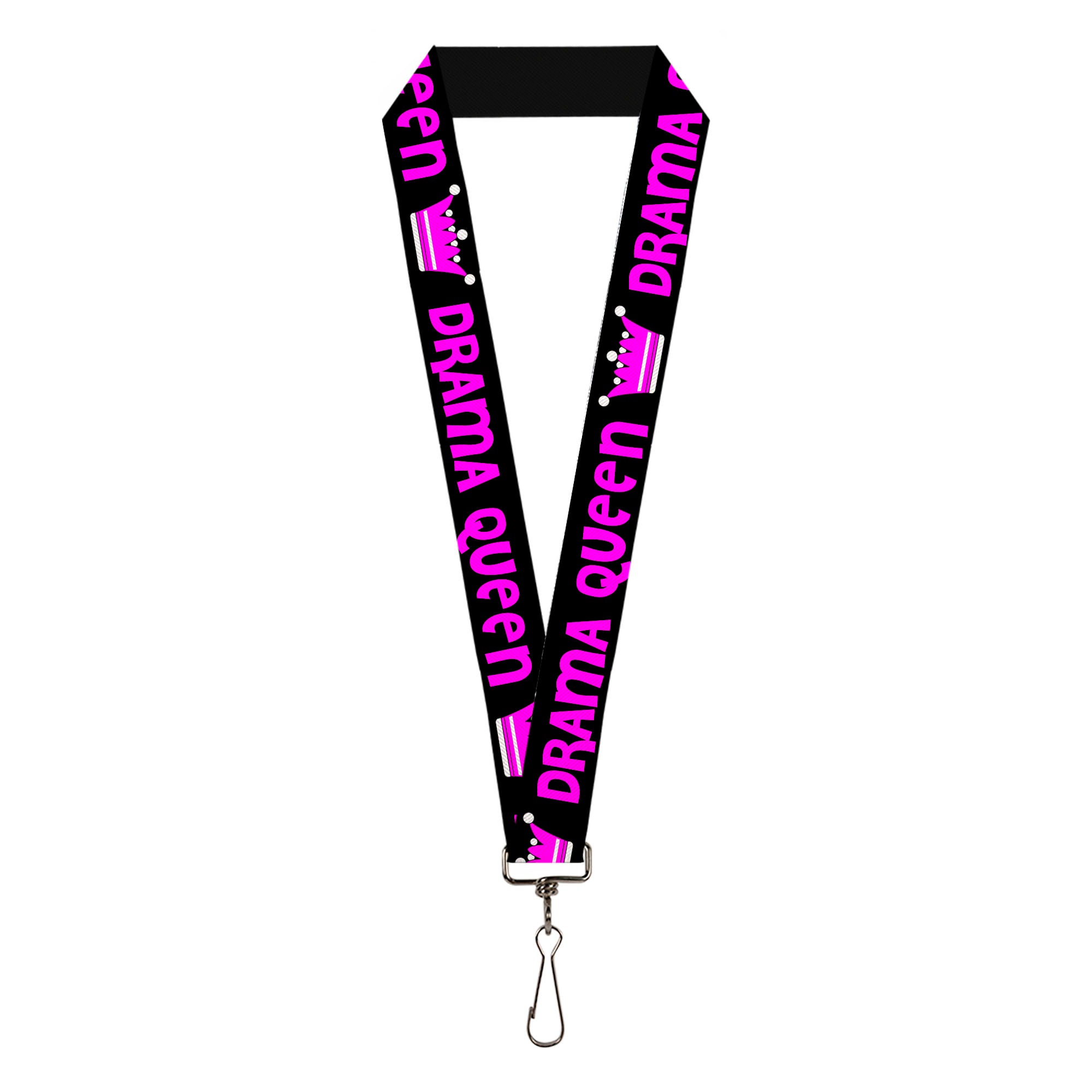 Lanyard - 1.0" - DRAMA QUEEN Black Fuchsia Lanyards Buckle-Down