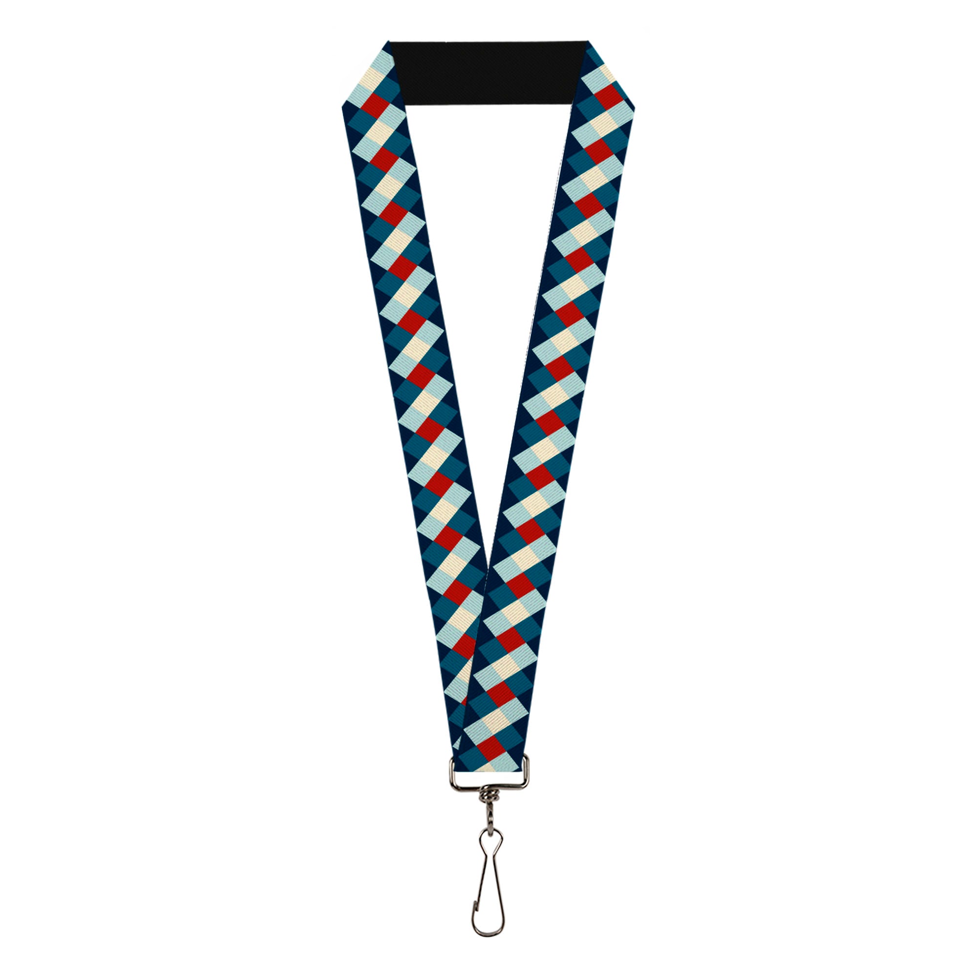Lanyard - 1.0" - Diamond Plaid Blues Khaki Red Lanyards Buckle-Down