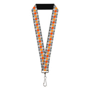 Lanyard - 1.0" - Diamond Plaid Grays Orange Lanyards Buckle-Down