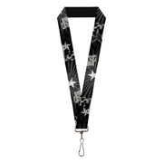 Lanyard - 1.0" - Die Hard Skulls & Stars1 Black Grays Lanyards Buckle-Down