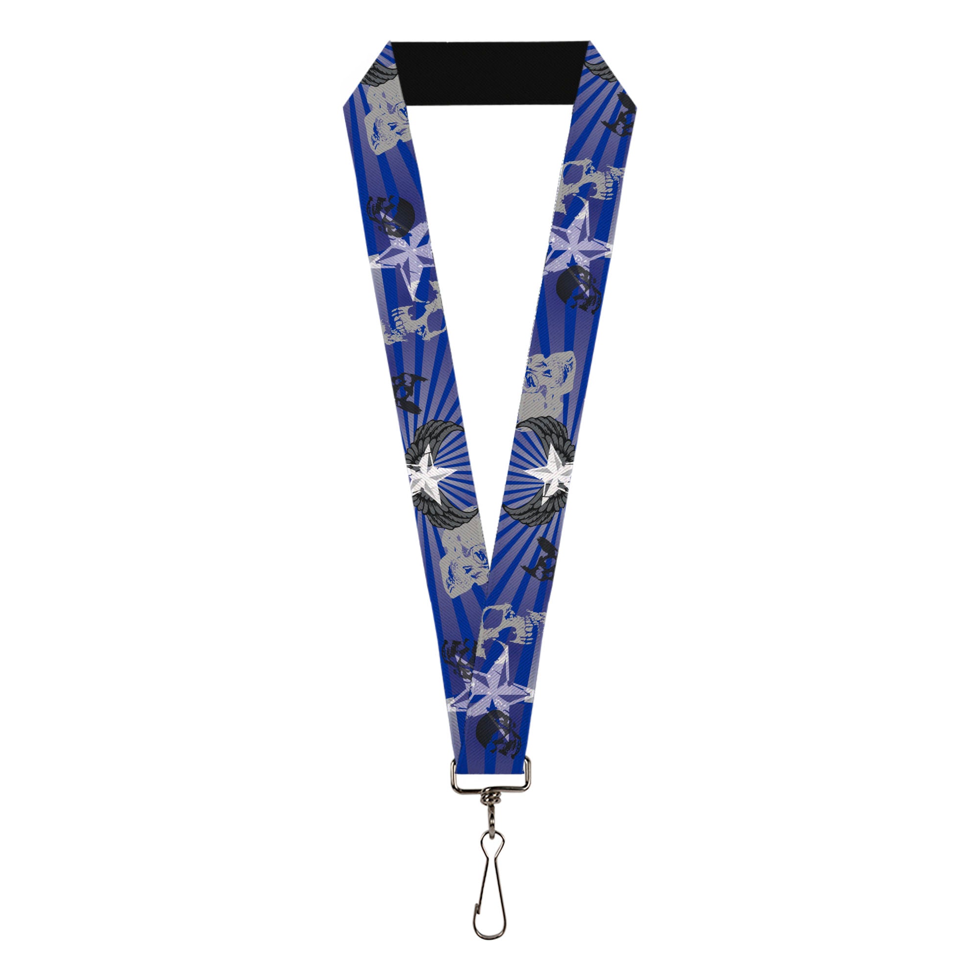 Lanyard - 1.0" - Die Hard Skulls & Stars1 Blue Grays Lanyards Buckle-Down