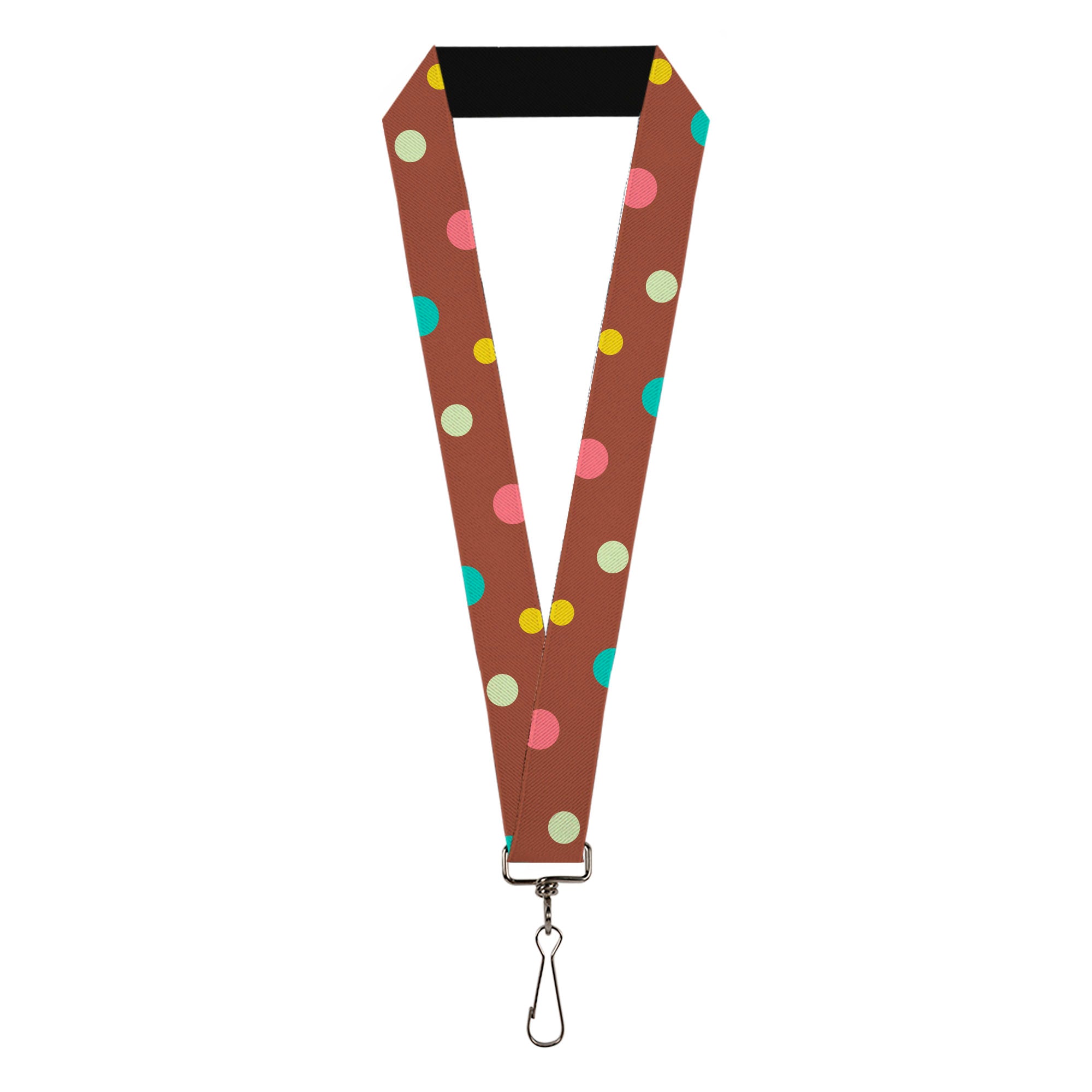 Lanyard - 1.0" - Dots Brown Multi Pastel Lanyards Buckle-Down