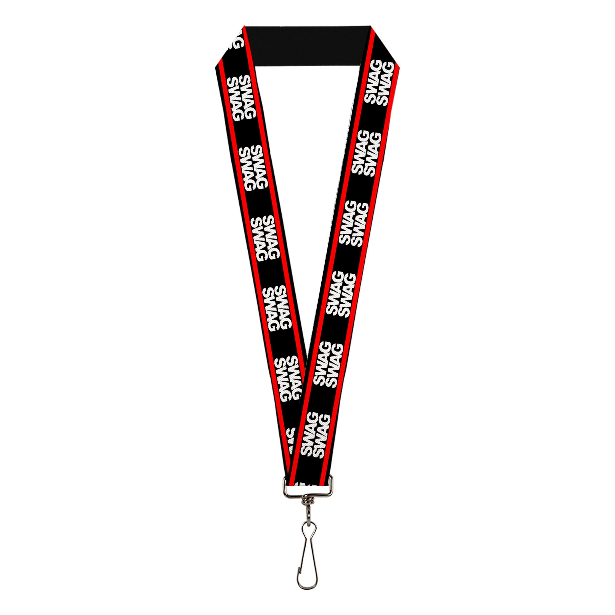Lanyard - 1.0" - Double SWAG Black White Red Stripe Lanyards Buckle-Down