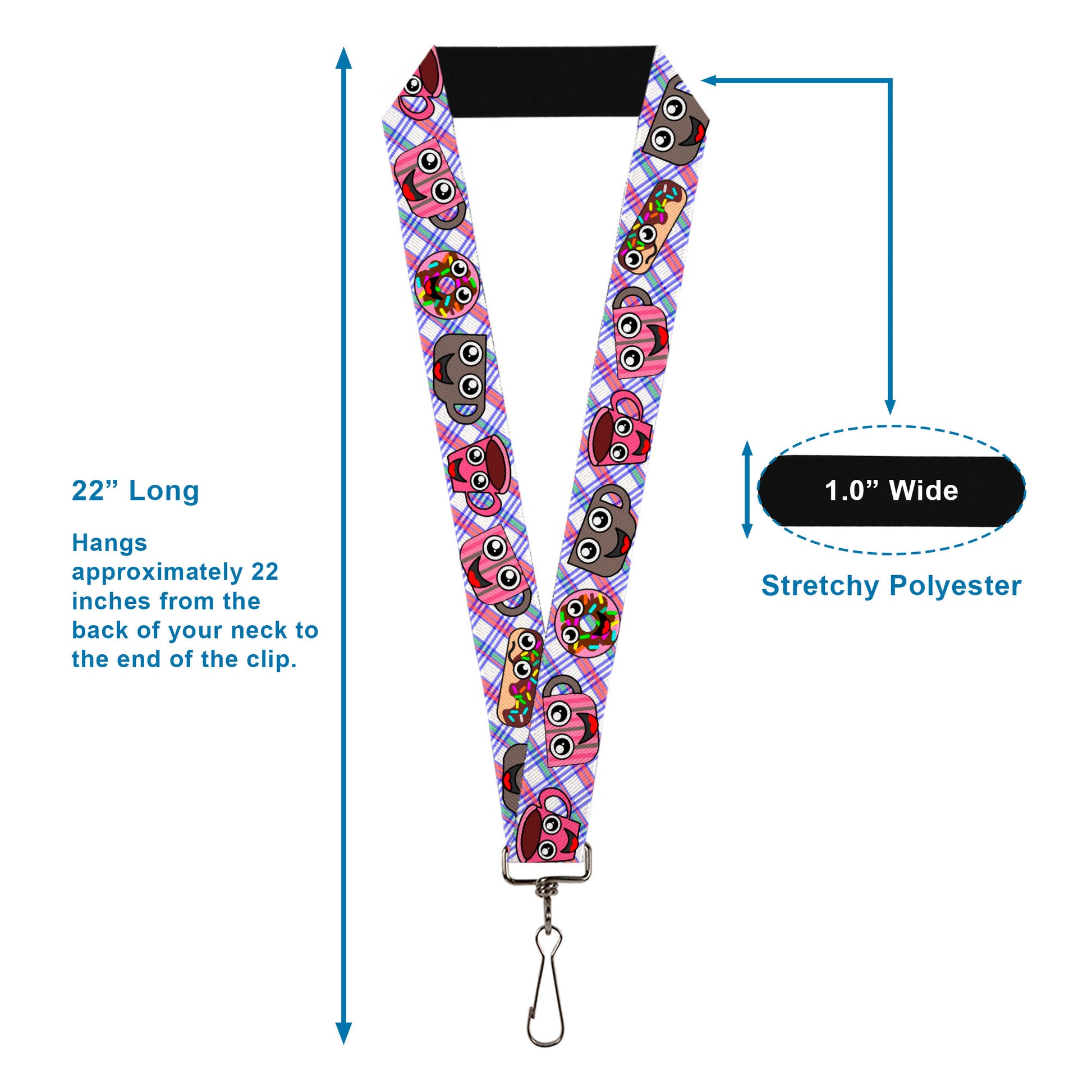 Lanyard - 1.0" - Donuts & Coffee Cartoon2 Lanyards Buckle-Down