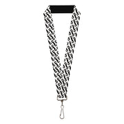 Lanyard - 1.0" - Diagonal Handlebar Mustaches White Black Lanyards Buckle-Down