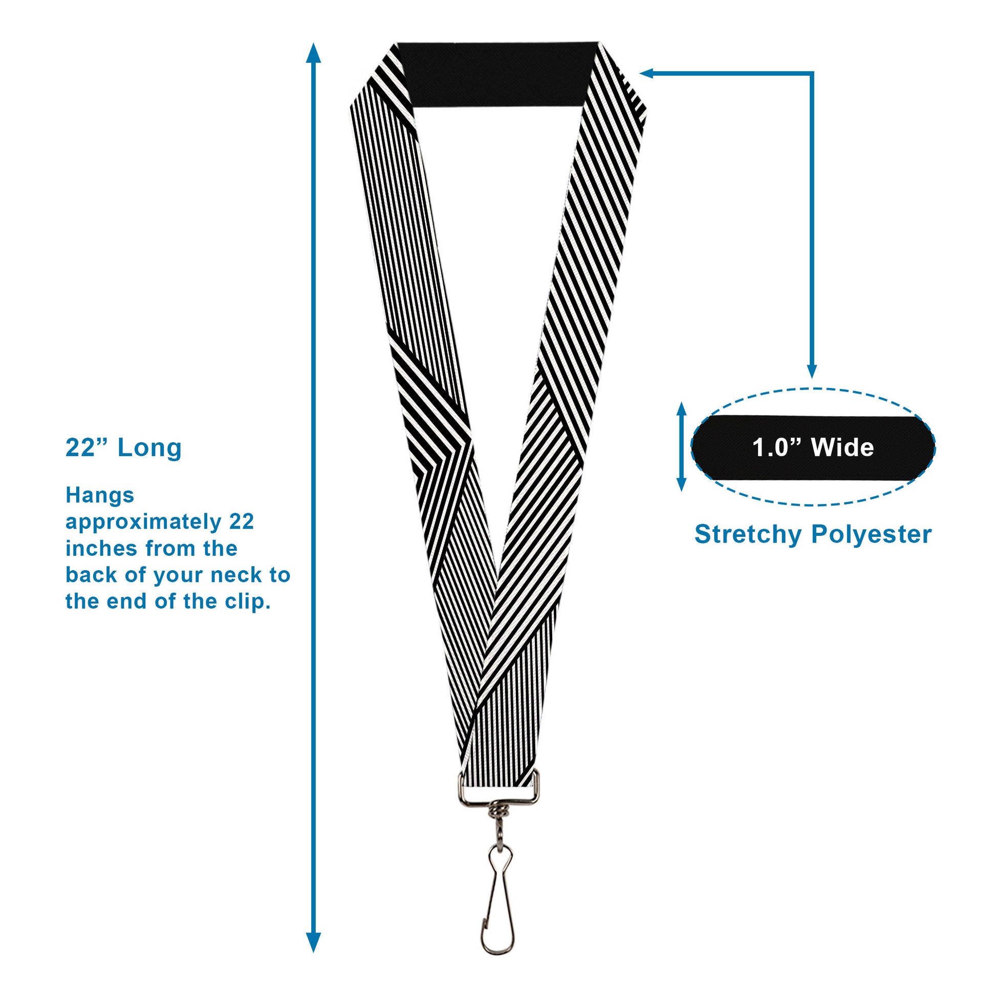 Lanyard - 1.0" - Eighties 7 Black White Lanyards Buckle-Down