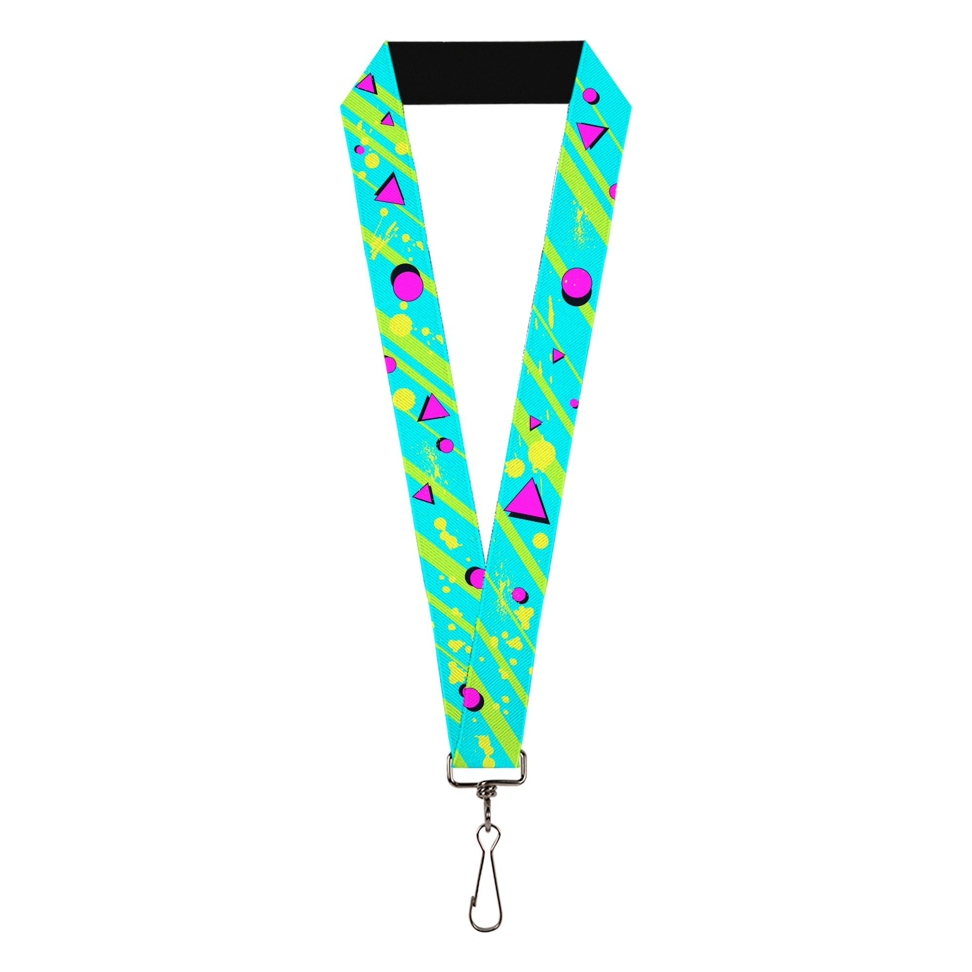 Lanyard - 1.0" - Eighties Party Blue Yellow Pink Lanyards Buckle-Down