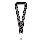 Lanyard - 1.0" - Eighties Hearts Black White Lanyards Buckle-Down