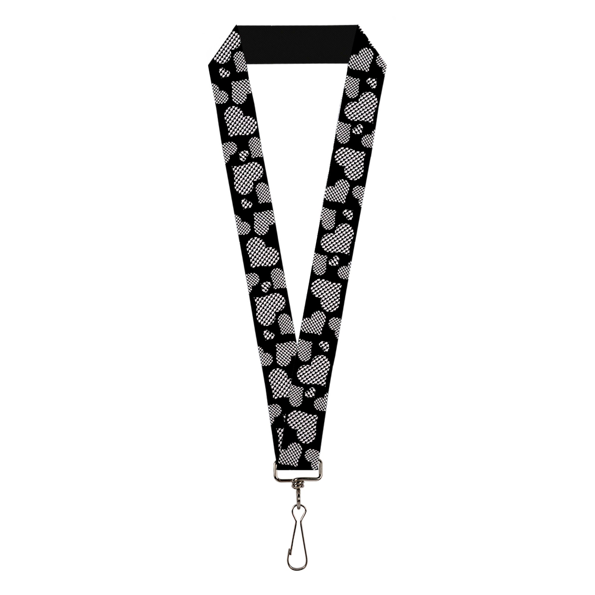 Lanyard - 1.0" - Eighties Hearts Black White Lanyards Buckle-Down