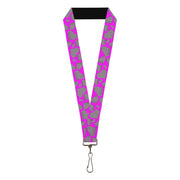 Lanyard - 1.0" - Eighties Hearts Fuchsia Black White Lanyards Buckle-Down