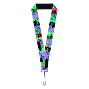 Lanyard - 1.0" - Eighties Arcade Multi Neon Stripes Lanyards Buckle-Down