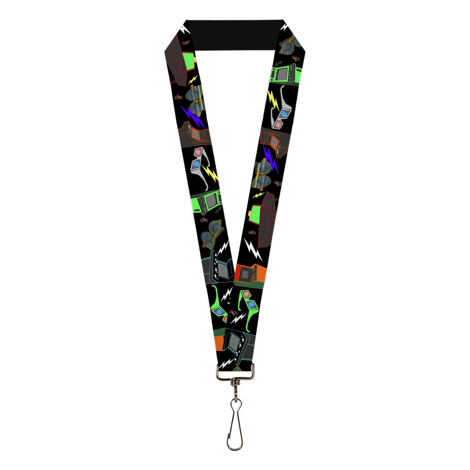 Lanyard - 1.0" - Eighties Arcade Black Lanyards Buckle-Down