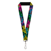 Lanyard - 1.0" - Eighties Shades Black Neon Lanyards Buckle-Down