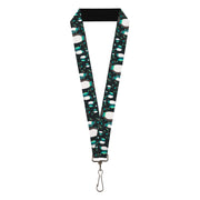 Lanyard - 1.0" - Emperor Penguins w Bubbles Black Gray Turqs Lanyards Buckle-Down