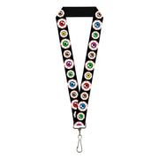 Lanyard - 1.0" - Eyeballs Black Multi Color Lanyards Buckle-Down