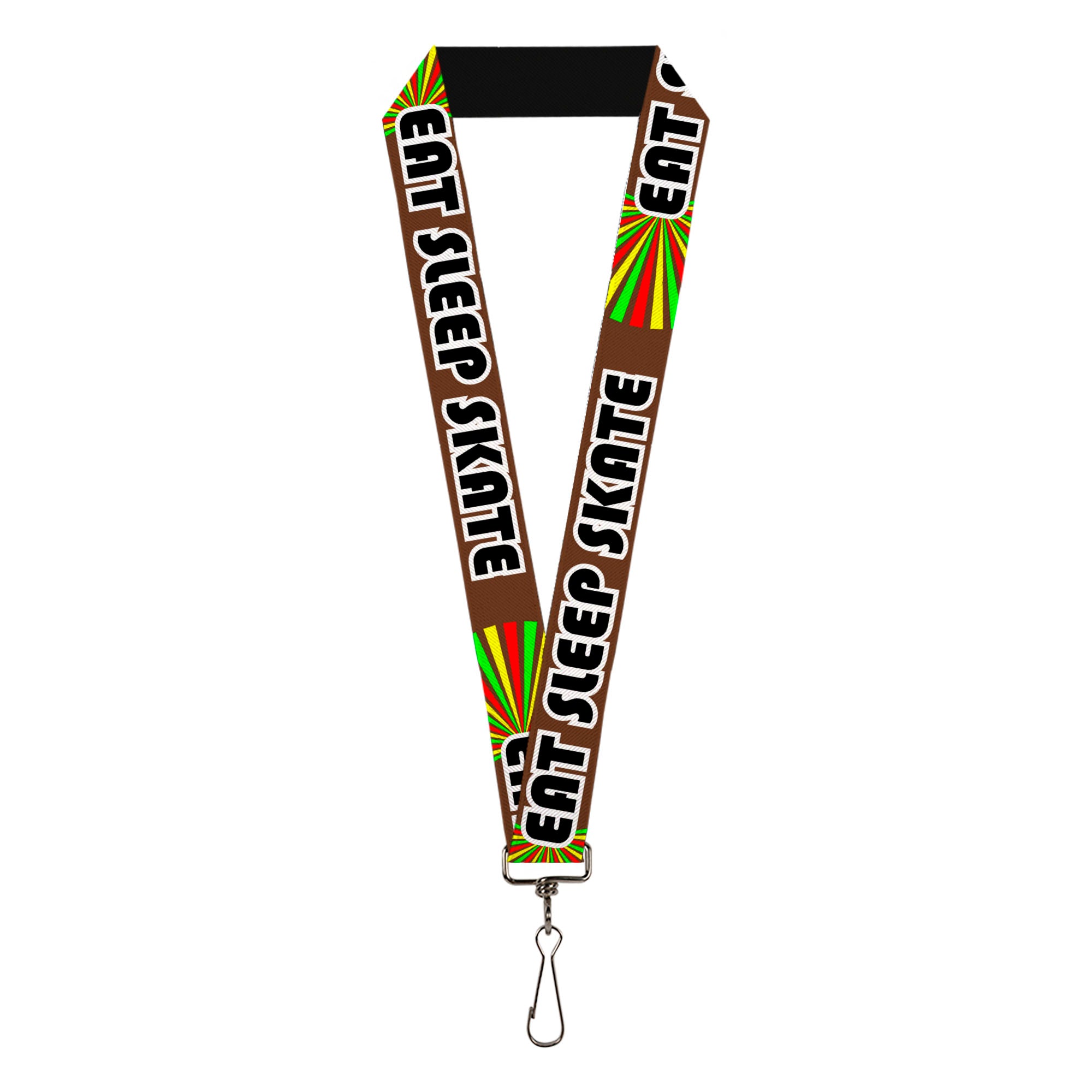 Lanyard - 1.0" - EAT SLEEP SKATE Brown Rasta Burst Lanyards Buckle-Down
