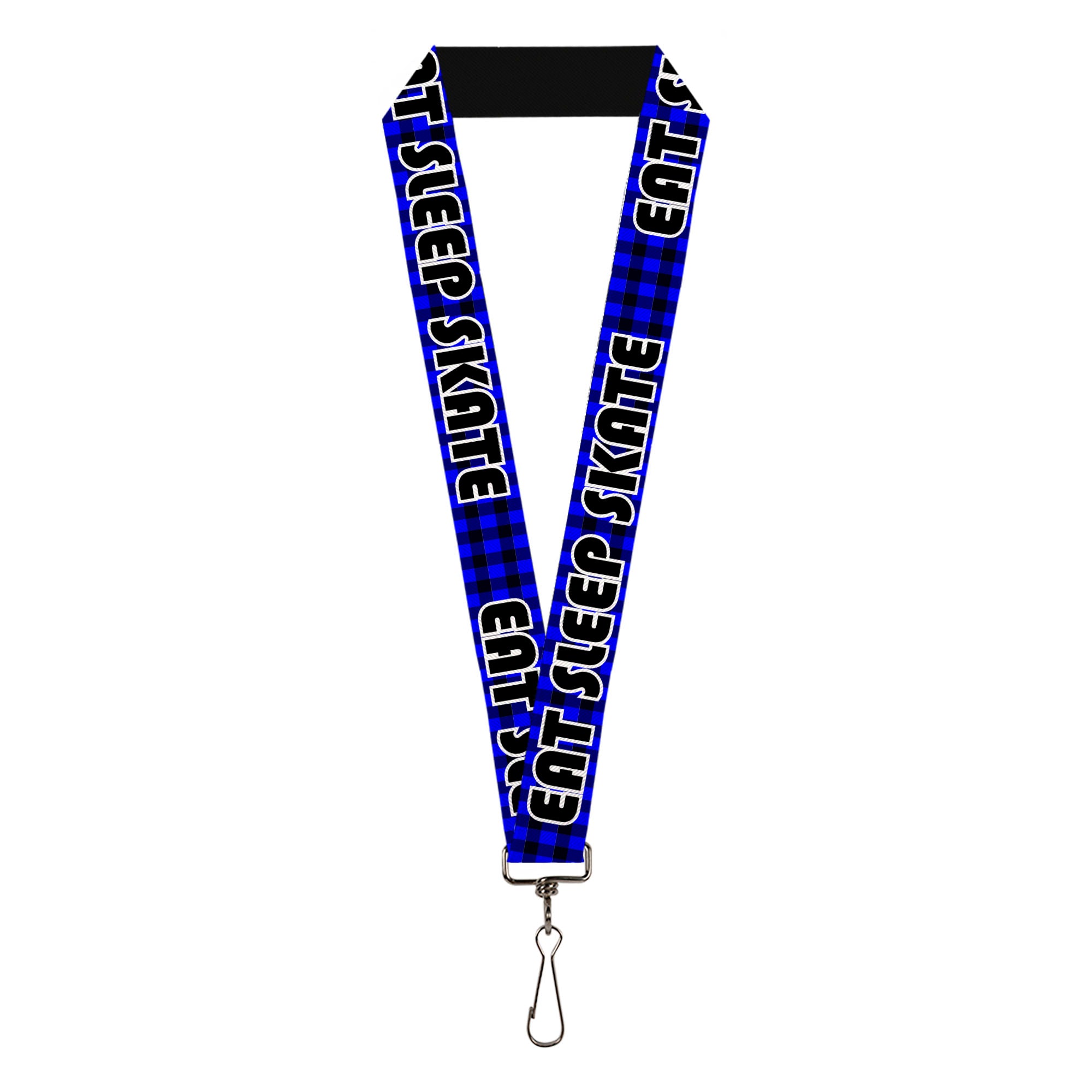 Lanyard - 1.0" - EAT SLEEP SKATE Buffalo Plaid Blue Lanyards Buckle-Down