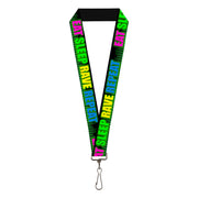 Buckle-Down Lanyard - EAT SLEEP RAVE REPEAT Black/Multi Neon Lanyards Buckle-Down