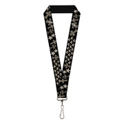 Lanyard - 1.0" - Elegant Crosses Stars Studs Black Grays Lanyards Buckle-Down