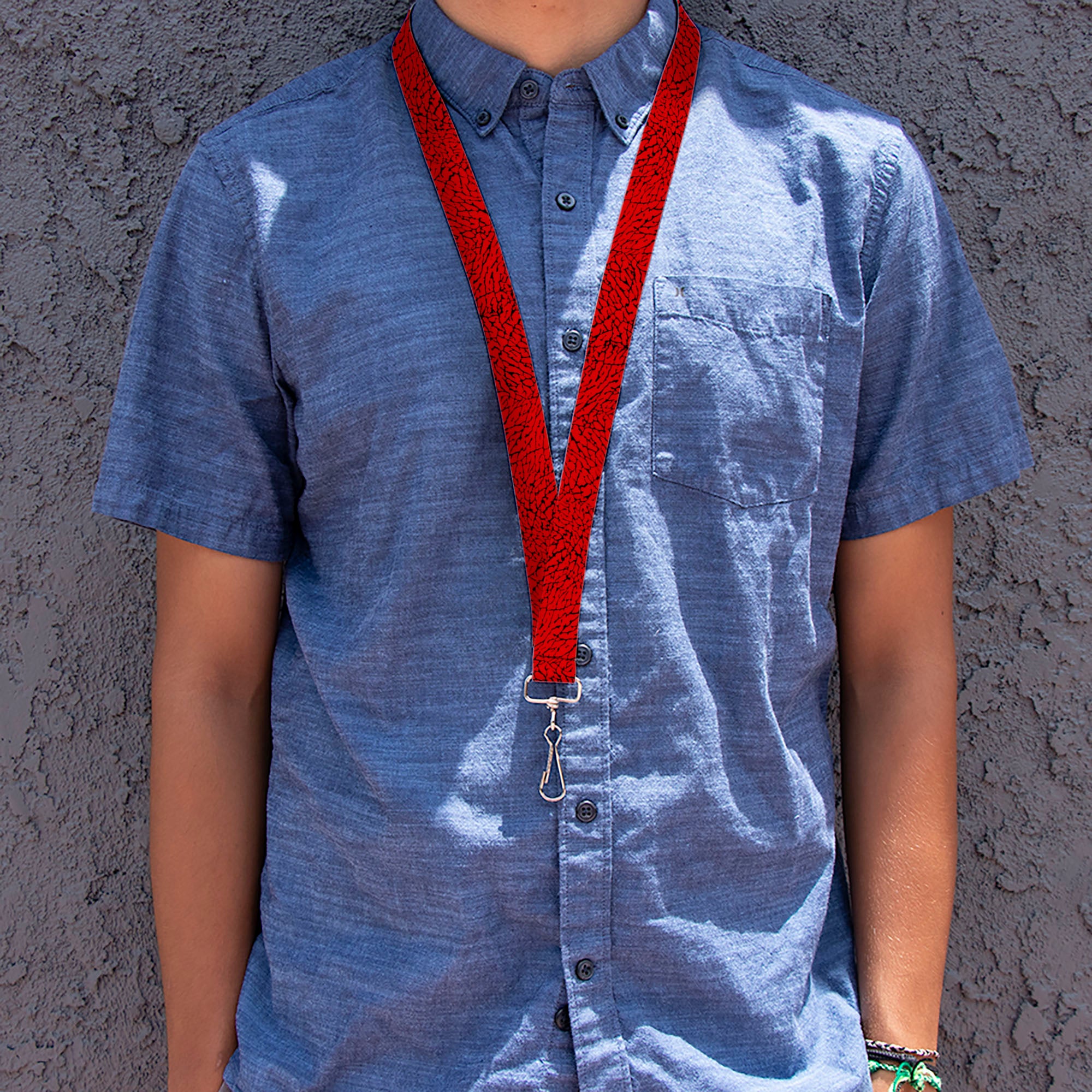 Lanyard - 1.0" - Elephant Crackle Red Lanyards Buckle-Down