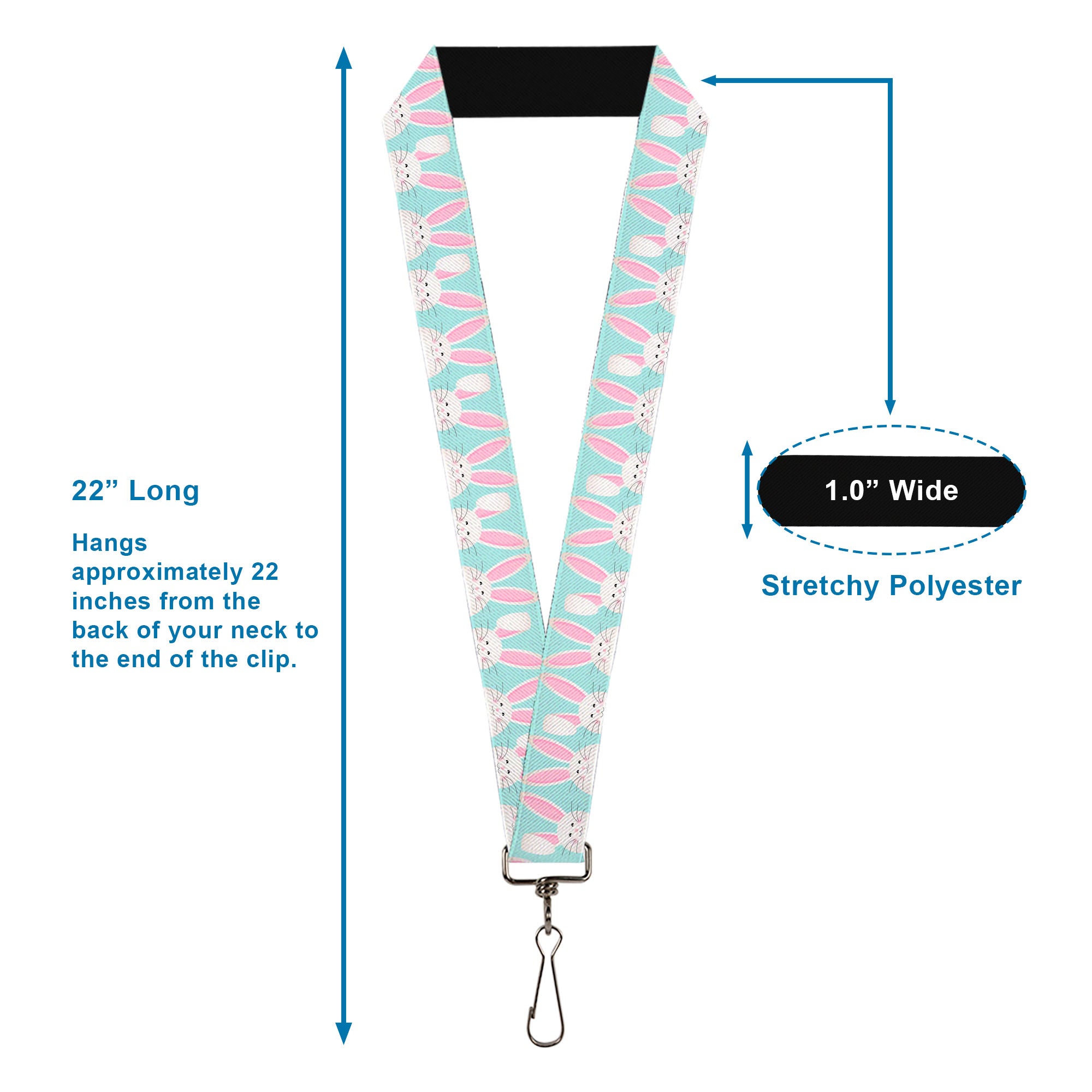 Lanyard - 1.0" - Easter Bunnies Smiling Sky Blue Lanyards Buckle-Down