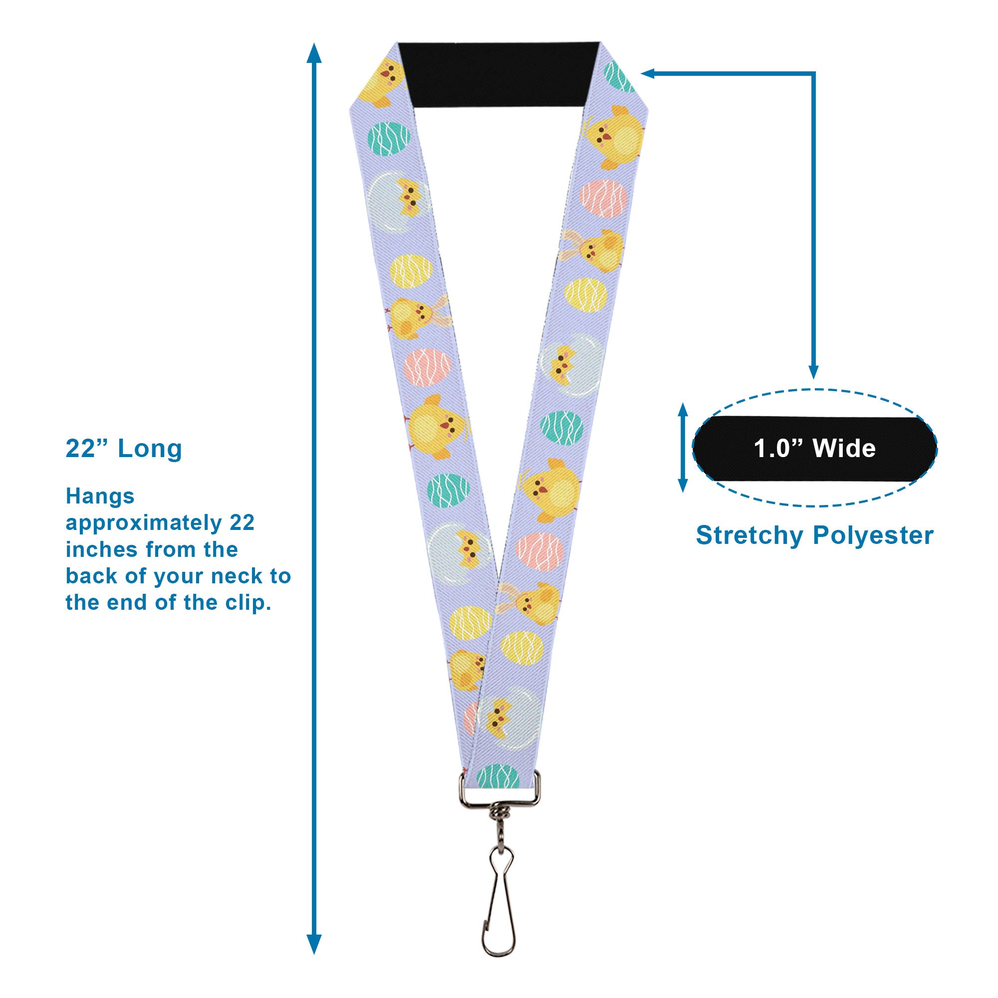 Lanyard - 1.0" - Easter Chicks and Eggs Lavender Lanyards Buckle-Down