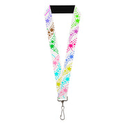 Lanyard - 1.0" - Falling Stars White Multi Color Lanyards Buckle-Down