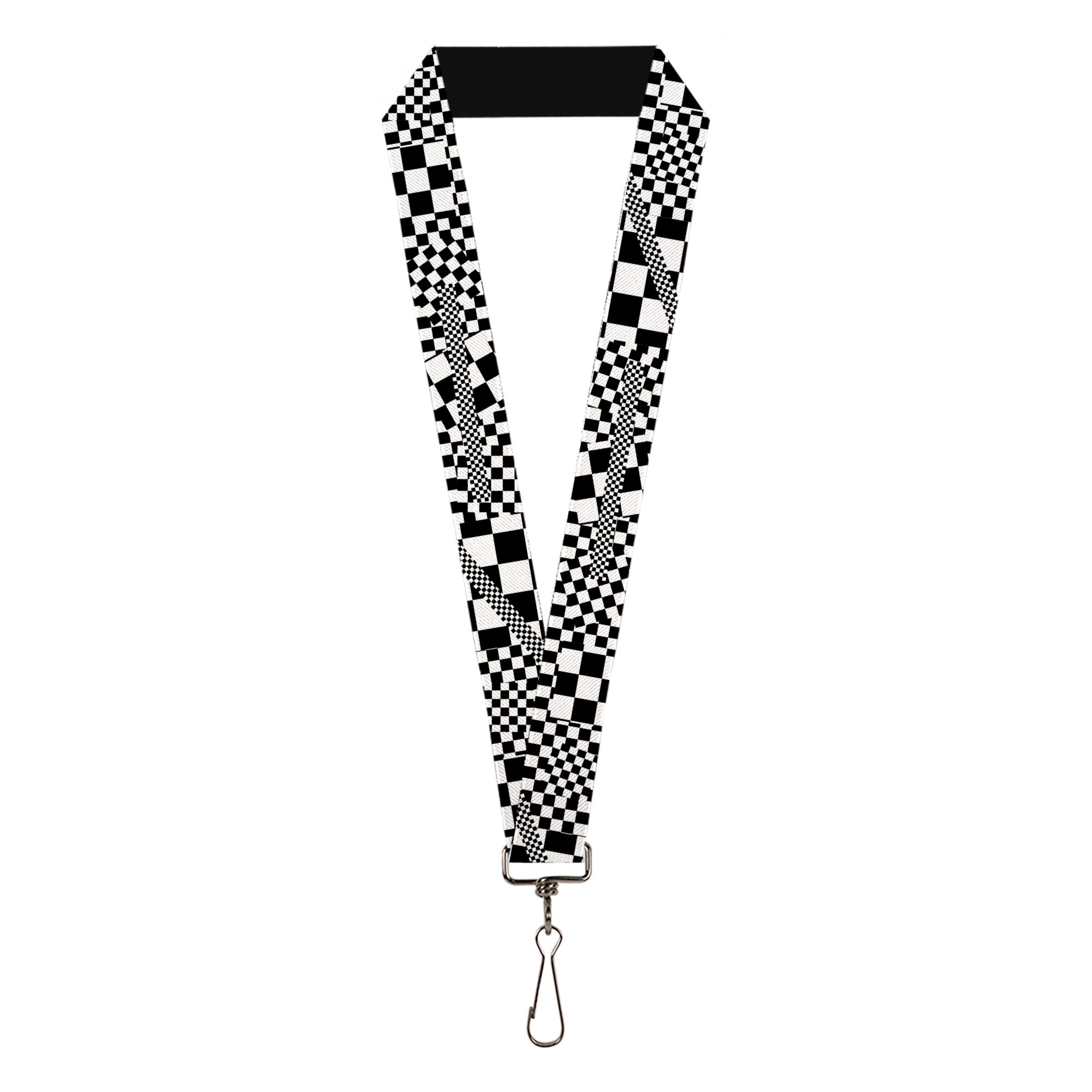 Lanyard - 1.0" - Funky Checkers Black White Lanyards Buckle-Down