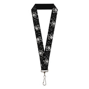 Lanyard - 1.0" - Fleur-de-Lis Outline w Filigree Black Gray Lanyards Buckle-Down