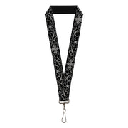 Lanyard - 1.0" - Fleur-de-Lis w Filigree Black Gray Lanyards Buckle-Down