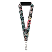 Lanyard - 1.0" - Flowers w Filigree Pink Lanyards Buckle-Down