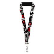 Lanyard - 1.0" - Fright Night Black White Red Lanyards Buckle-Down