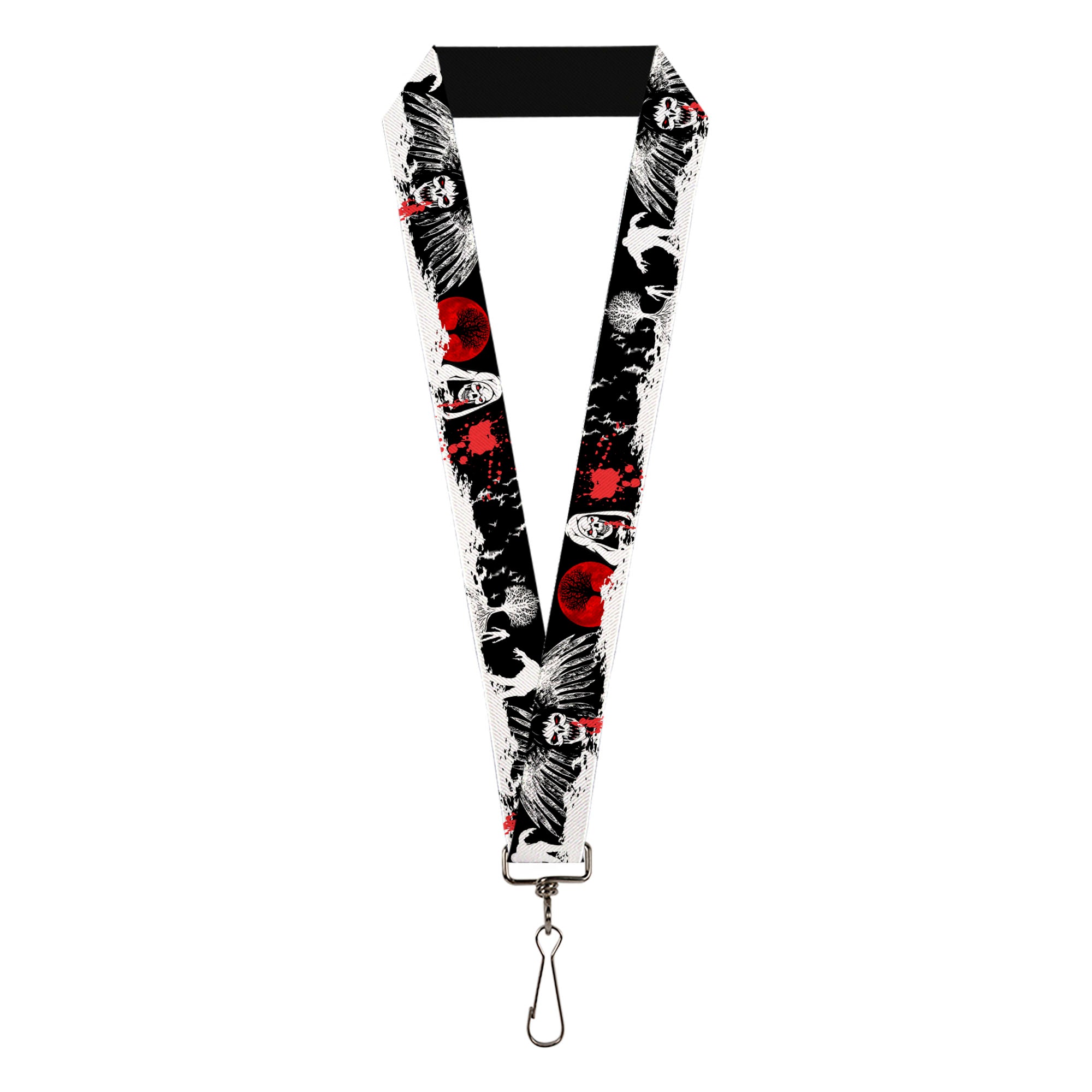 Lanyard - 1.0" - Fright Night Black White Red Lanyards Buckle-Down
