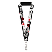 Lanyard - 1.0" - Fright Night White Black Red Lanyards Buckle-Down