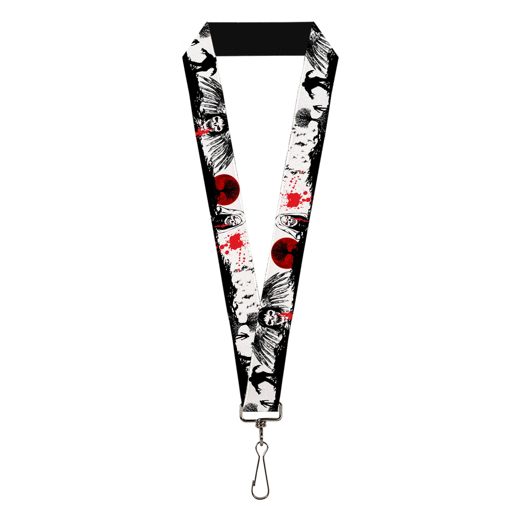 Lanyard - 1.0" - Fright Night White Black Red Lanyards Buckle-Down