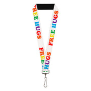 Lanyard - 1.0" - FREE HUGS White Multi Color Lanyards Buckle-Down