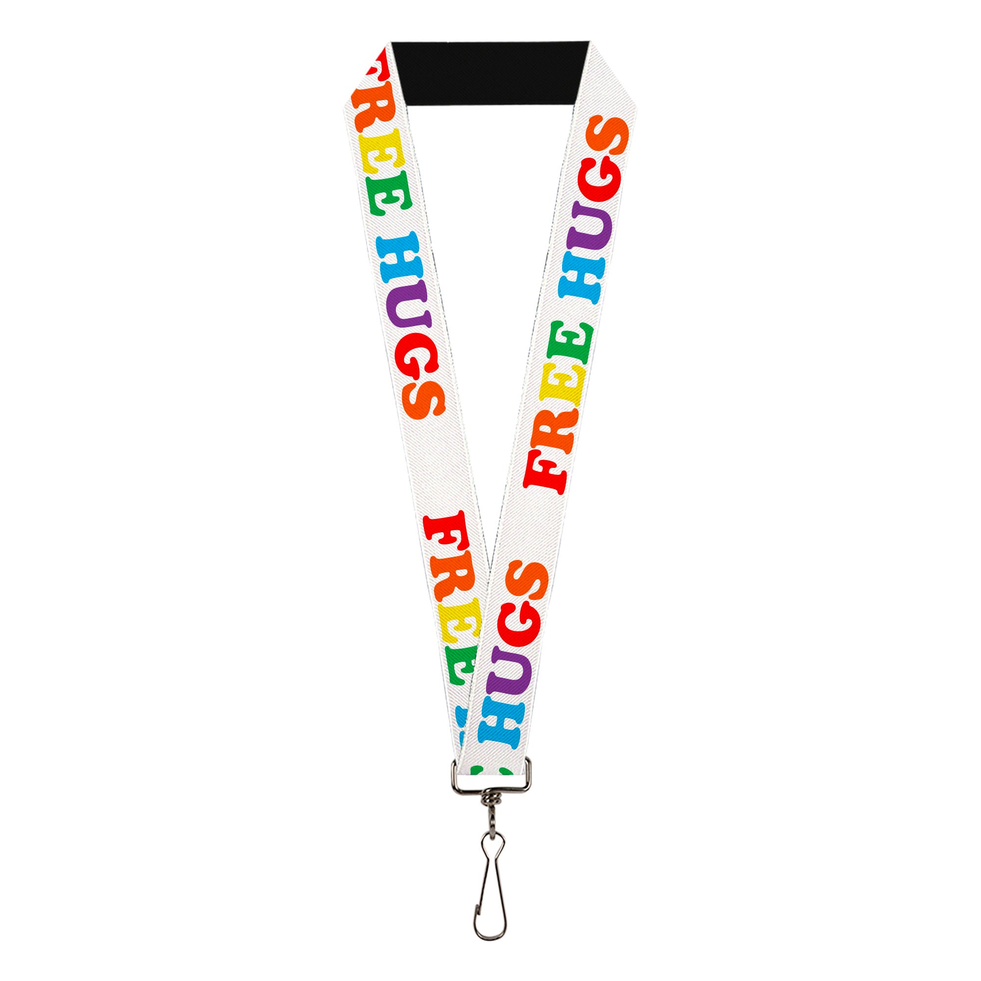 Lanyard - 1.0" - FREE HUGS White Multi Color Lanyards Buckle-Down