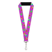 Lanyard - 1.0" - Flying Owls w Leaves Purple Multi Color Lanyards Buckle-Down
