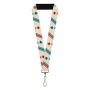 Lanyard - 1.0" - Fire Hydrants Stripes Tan Blues Reds Lanyards Buckle-Down