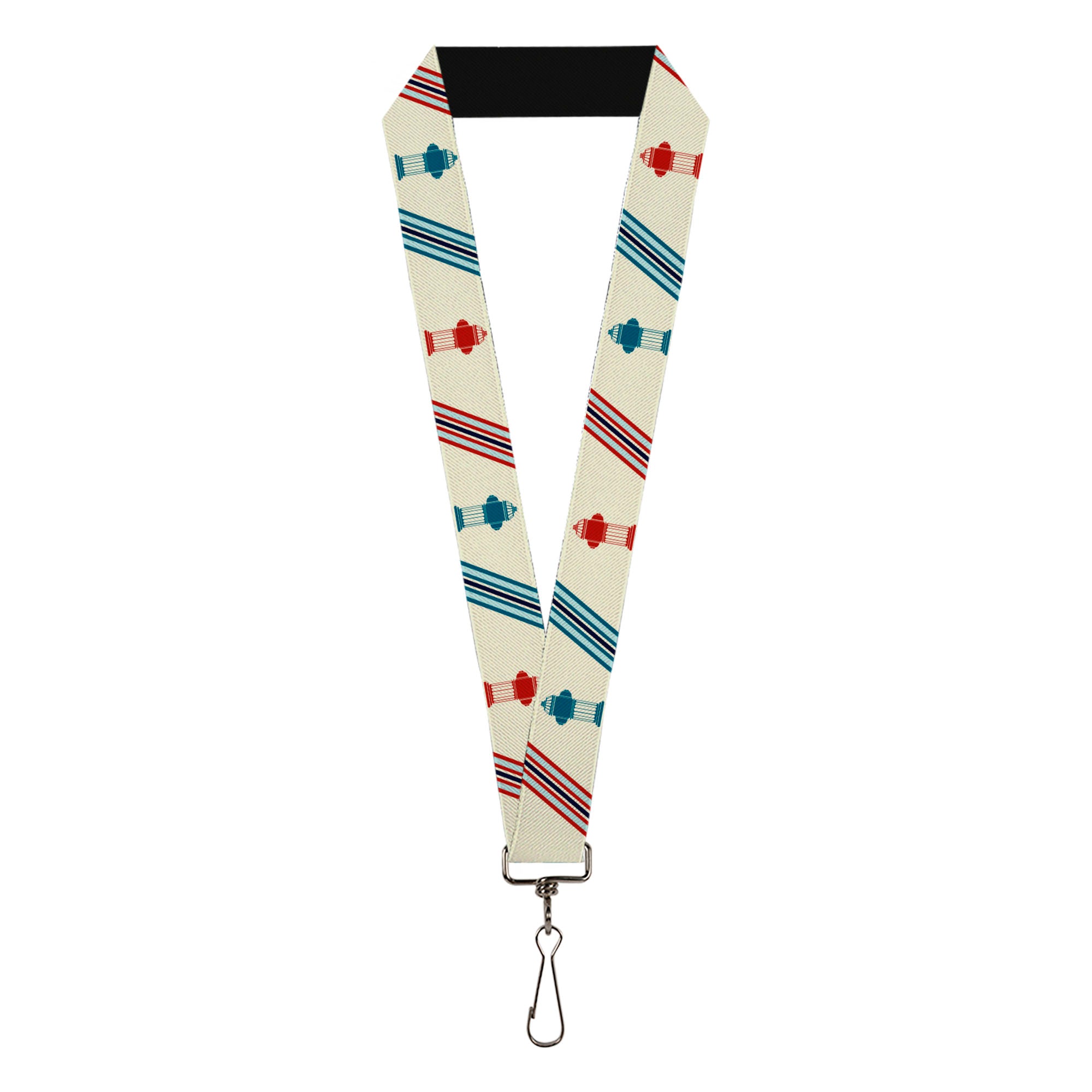 Lanyard - 1.0" - Fire Hydrants Stripes Tan Blues Reds Lanyards Buckle-Down