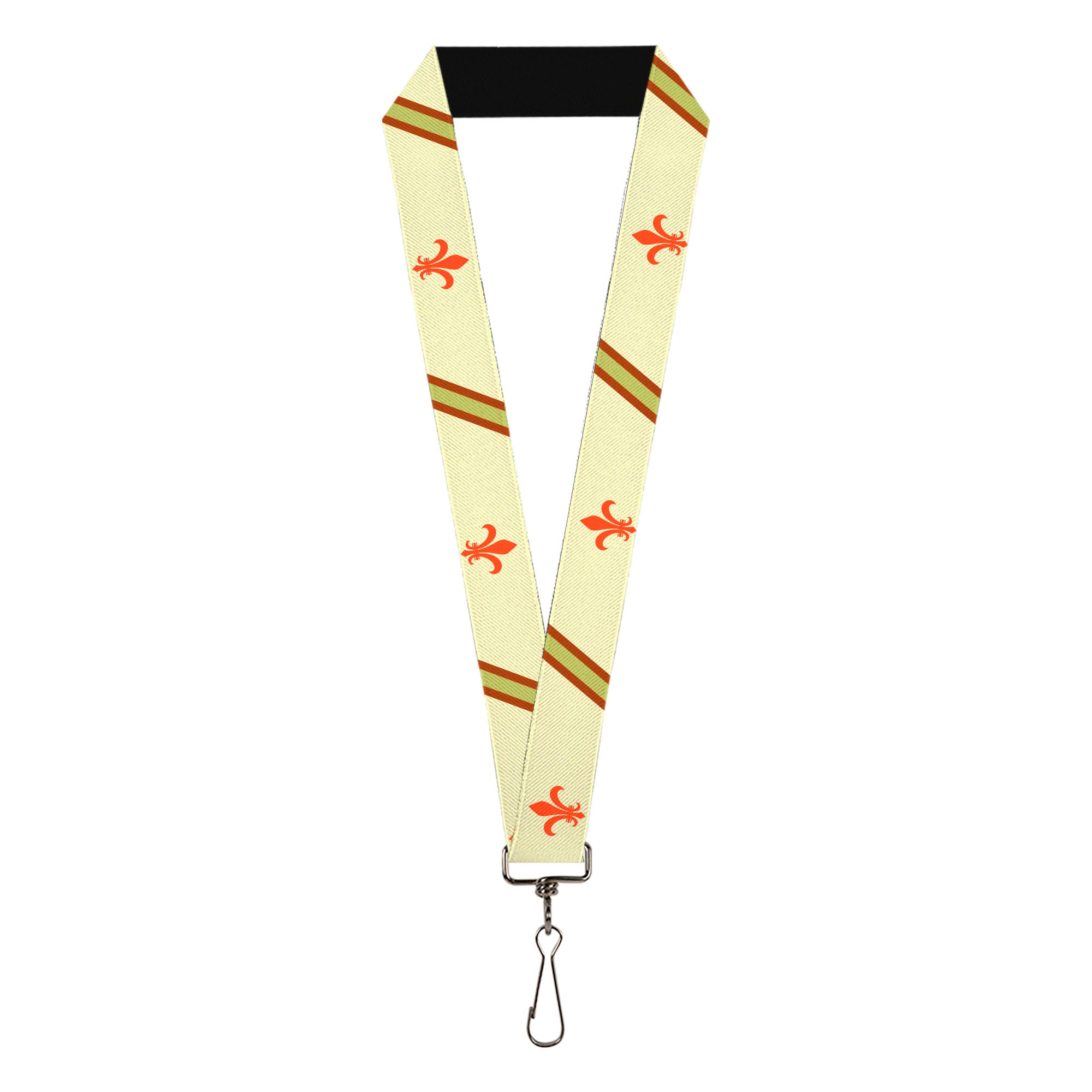 Lanyard - 1.0" - Fleur-de-Lis2 Stripes Tan Orange Brown Green Lanyards Buckle-Down