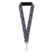 Lanyard - 1.0" - Filigree Navy Khaki Lanyards Buckle-Down