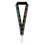 Lanyard - 1.0" - Flames Black Blue Pink Lanyards Buckle-Down